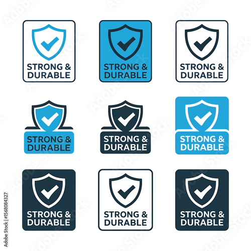 A Set of Six Security and Durability Icons Strong & Durable Design Elements
