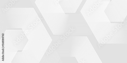 Minimal White Abstract Background with Subtle Hexagonal Line Pattern. Modern banner template. Digital future technology concept.