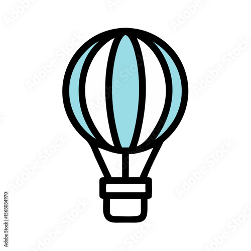 This hot air balloon vector illustration, illuminated like a bright lightbulb, symbolizes an isolated, glowing concept of innovation and creativity