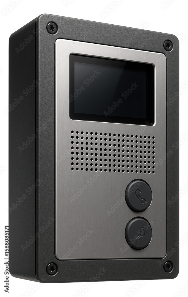 Fototapeta premium Industrial-grade video intercom for a warehouse with multiple access points.