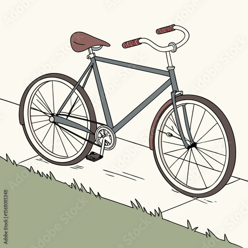 Vintage red sport bicycle vector illustration with isolated chain and gear on a white background