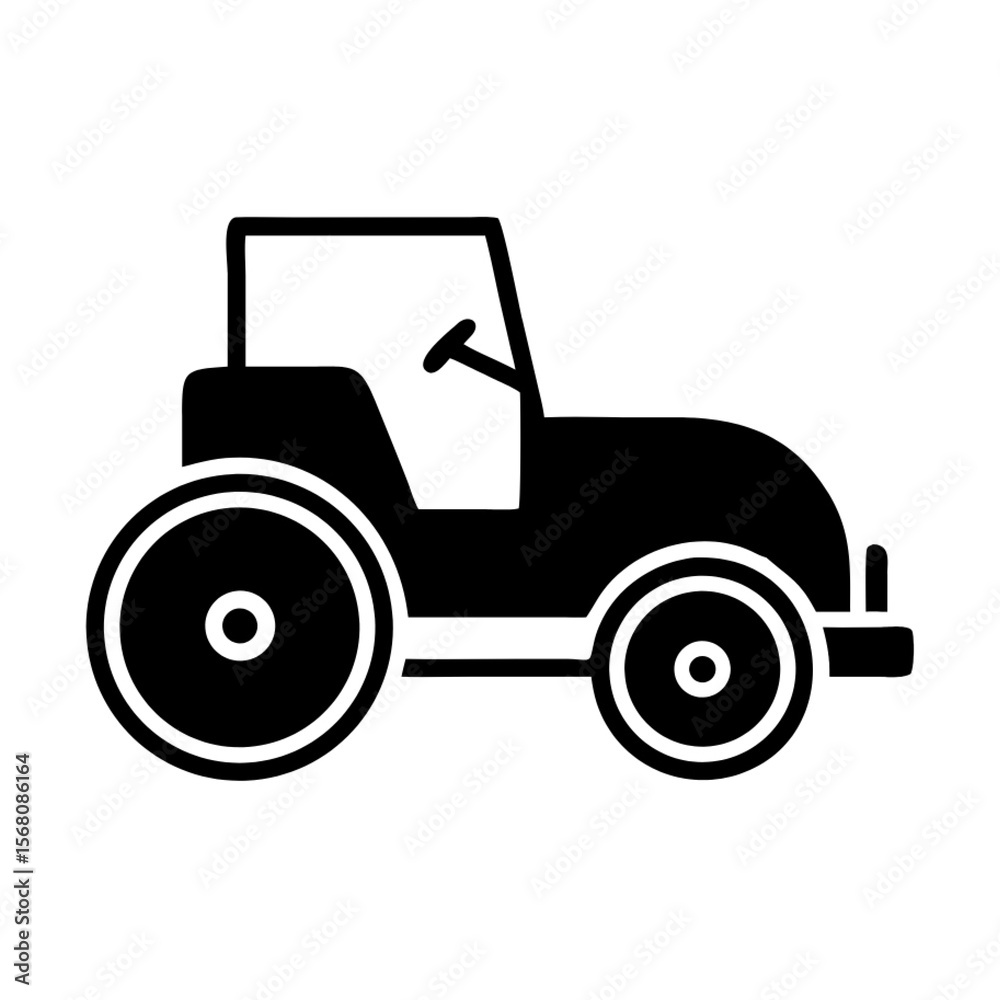 Tractor silhouette vector icon illustrating a farm transport vehicle design Tractor silhouette vector icon illustrating a farm transport vehicle design