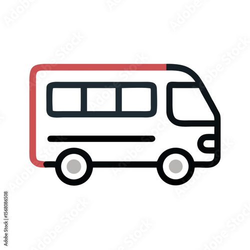 Red retro London coach bus vector icon isolated on white for public city travel illustration