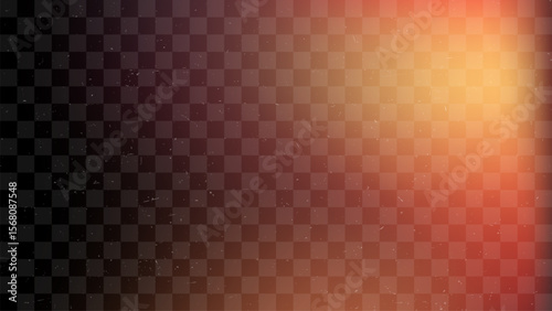 Abstract optical light leak effect on a transparent background. Film grain texture with warm lens flare for photo overlay.