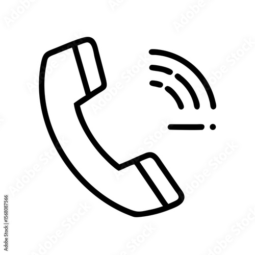 Vector illustration of a phone icon with a ringing signal, telecommunication and communication technology concept, sleek design