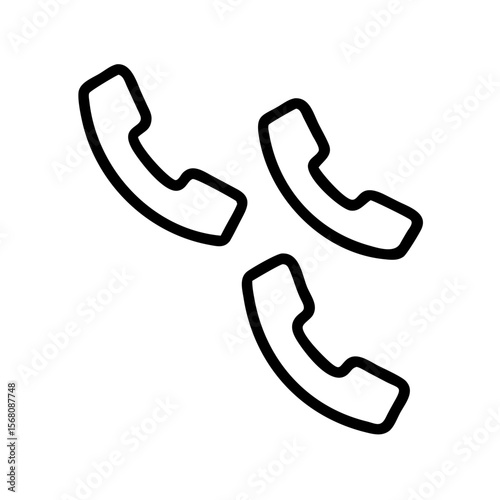 Vector illustration of three phone icons for communication, telecommunication concept, minimal design