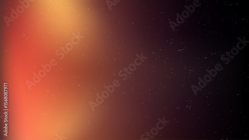 Dark background with orange and red light leak and dust and scratches. Abstract texture for overlay and film effect.