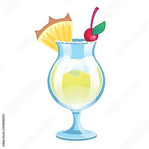 Pina colada cocktail. Colorful pineapple drink