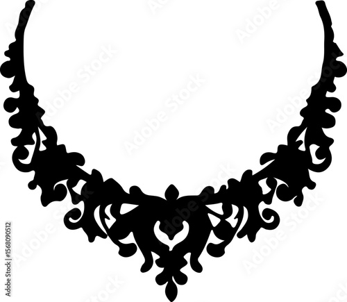 Necklace Silhouette Vector Art, Elegant Necklace Vector Design, Fashion Jewelry Silhouette Art, Stylish Necklace Vector Illustration, Minimal Necklace Silhouette Art, Black Necklace Vector Design, Jew