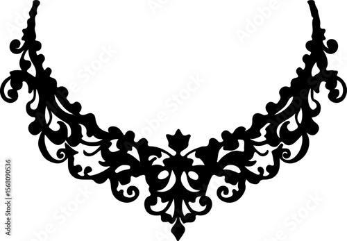 Necklace Silhouette Vector Art, Elegant Necklace Vector Design, Fashion Jewelry Silhouette Art, Stylish Necklace Vector Illustration, Minimal Necklace Silhouette Art, Black Necklace Vector Design, Jew