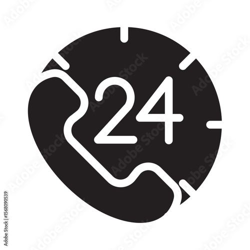 Support 24 Hours Glyph Icon