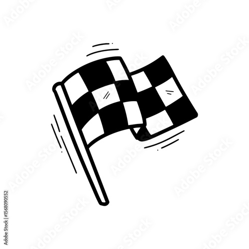 Hand Drawn Racing Flag Illustration. Doodle Vector. Isolated on White Background - EPS 10 Vector