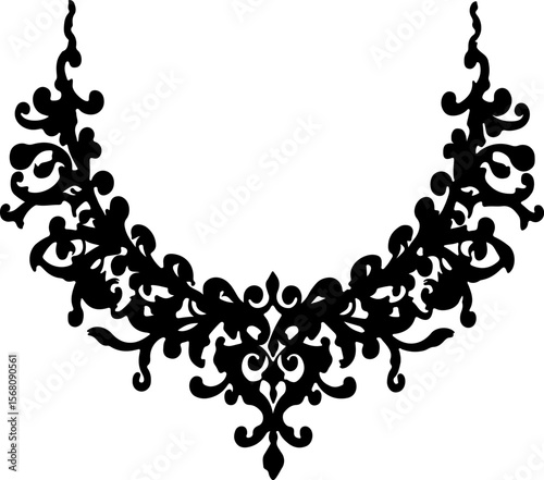 Necklace Silhouette Vector Art, Elegant Necklace Vector Design, Fashion Jewelry Silhouette Art, Stylish Necklace Vector Illustration, Minimal Necklace Silhouette Art, Black Necklace Vector Design, Jew
