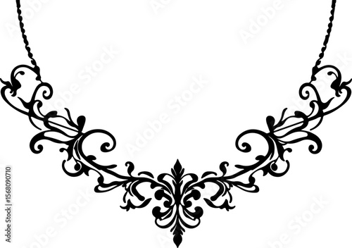 Necklace Silhouette Vector Art, Elegant Necklace Vector Design, Fashion Jewelry Silhouette Art, Stylish Necklace Vector Illustration, Minimal Necklace Silhouette Art, Black Necklace Vector Design, Jew