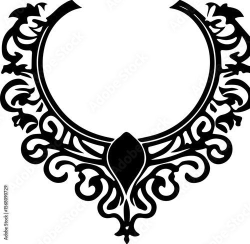 Necklace Silhouette Vector Art, Elegant Necklace Vector Design, Fashion Jewelry Silhouette Art, Stylish Necklace Vector Illustration, Minimal Necklace Silhouette Art, Black Necklace Vector Design, Jew