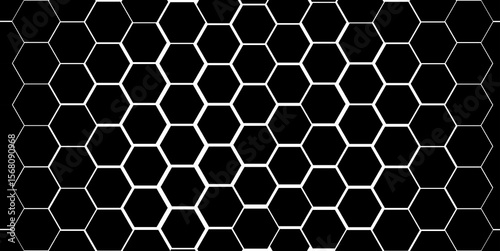 Minimalist Black and White Hexagon Grid Background, 
Abstract Honeycomb Pattern - Modern Digital Design, 
Seamless Geometric Hexagon Background Texture.