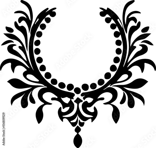 Necklace Silhouette Vector Art, Elegant Necklace Vector Design, Fashion Jewelry Silhouette Art, Stylish Necklace Vector Illustration, Minimal Necklace Silhouette Art, Black Necklace Vector Design, Jew