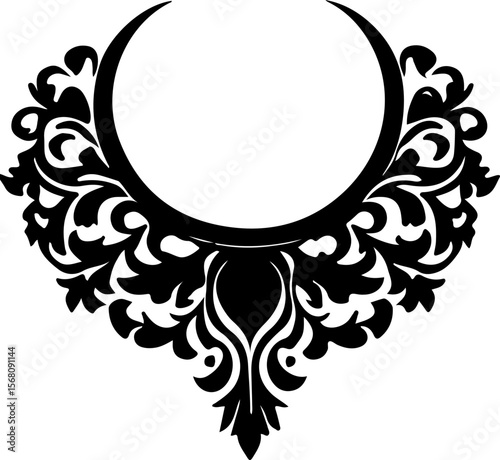 Necklace Silhouette Vector Art, Elegant Necklace Vector Design, Fashion Jewelry Silhouette Art, Stylish Necklace Vector Illustration, Minimal Necklace Silhouette Art, Black Necklace Vector Design, Jew