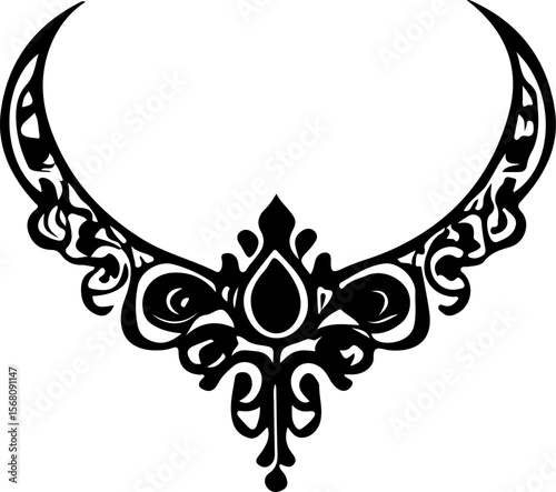 Necklace Silhouette Vector Art, Elegant Necklace Vector Design, Fashion Jewelry Silhouette Art, Stylish Necklace Vector Illustration, Minimal Necklace Silhouette Art, Black Necklace Vector Design, Jew