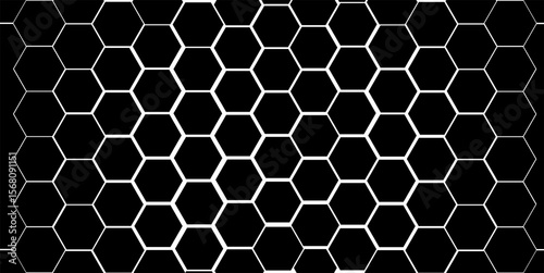 Minimalist Black and White Hexagon Grid Background, 
Abstract Honeycomb Pattern - Modern Digital Design, 
Seamless Geometric Hexagon Background Texture.