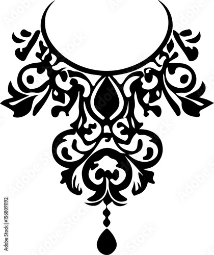 Necklace Silhouette Vector Art, Elegant Necklace Vector Design, Fashion Jewelry Silhouette Art, Stylish Necklace Vector Illustration, Minimal Necklace Silhouette Art, Black Necklace Vector Design, Jew