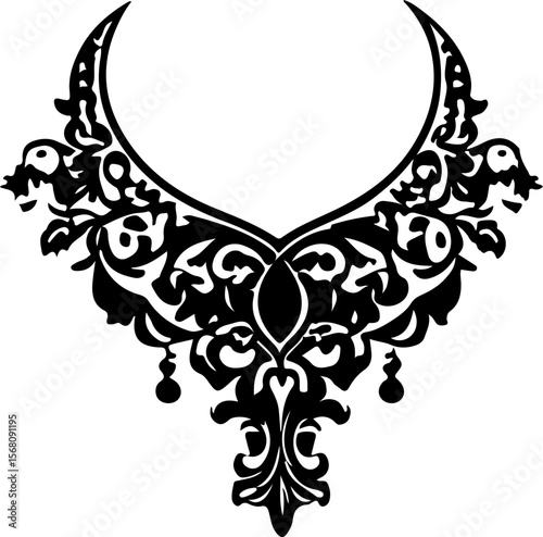 Necklace Silhouette Vector Art, Elegant Necklace Vector Design, Fashion Jewelry Silhouette Art, Stylish Necklace Vector Illustration, Minimal Necklace Silhouette Art, Black Necklace Vector Design, Jew