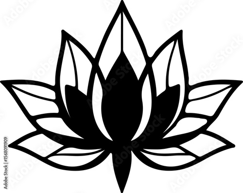 Lotus Silhouette Vector Art, Minimal Lotus Silhouette Design, Black Lotus Vector Illustration, Elegant Lotus Silhouette Art, Lotus Flower Outline Vector, Sacred Lotus Silhouette Design, Simple Lotus V