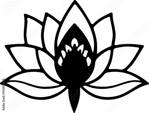 Lotus Silhouette Vector Art, Minimal Lotus Silhouette Design, Black Lotus Vector Illustration, Elegant Lotus Silhouette Art, Lotus Flower Outline Vector, Sacred Lotus Silhouette Design, Simple Lotus V