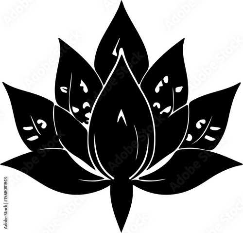 Lotus Silhouette Vector Art, Minimal Lotus Silhouette Design, Black Lotus Vector Illustration, Elegant Lotus Silhouette Art, Lotus Flower Outline Vector, Sacred Lotus Silhouette Design, Simple Lotus V