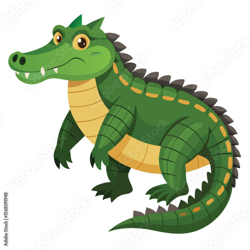 Cartoon Crocodile: A vibrant cartoon depicts a playful green crocodile with sharp teeth and a cheerful expression. The illustration emphasizes fun.