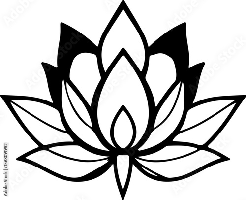 Lotus Silhouette Vector Art, Minimal Lotus Silhouette Design, Black Lotus Vector Illustration, Elegant Lotus Silhouette Art, Lotus Flower Outline Vector, Sacred Lotus Silhouette Design, Simple Lotus V