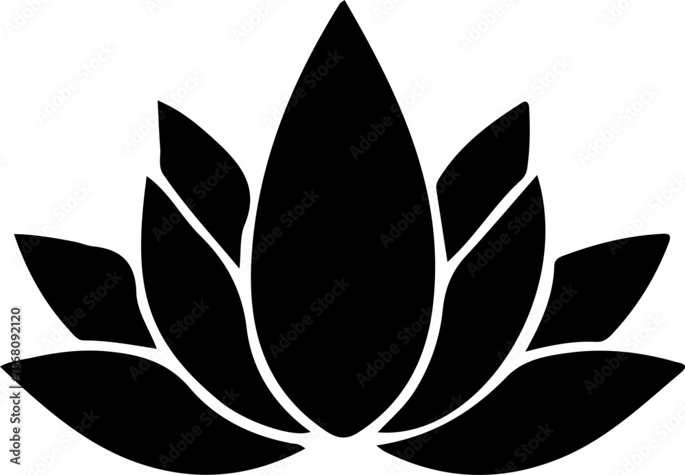 Fototapeta premium Lotus Silhouette Vector Art, Minimal Lotus Silhouette Design, Black Lotus Vector Illustration, Elegant Lotus Silhouette Art, Lotus Flower Outline Vector, Sacred Lotus Silhouette Design, Simple Lotus V