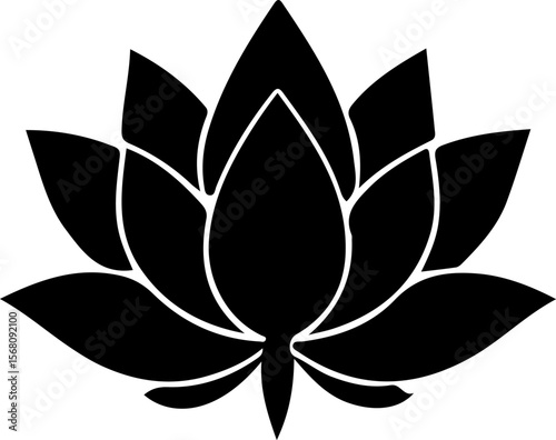 Lotus Silhouette Vector Art, Minimal Lotus Silhouette Design, Black Lotus Vector Illustration, Elegant Lotus Silhouette Art, Lotus Flower Outline Vector, Sacred Lotus Silhouette Design, Simple Lotus V