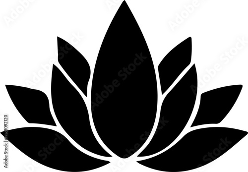 Lotus Silhouette Vector Art, Minimal Lotus Silhouette Design, Black Lotus Vector Illustration, Elegant Lotus Silhouette Art, Lotus Flower Outline Vector, Sacred Lotus Silhouette Design, Simple Lotus V