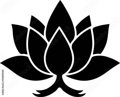 Lotus Silhouette Vector Art, Minimal Lotus Silhouette Design, Black Lotus Vector Illustration, Elegant Lotus Silhouette Art, Lotus Flower Outline Vector, Sacred Lotus Silhouette Design, Simple Lotus V
