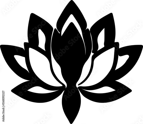 Lotus Silhouette Vector Art, Minimal Lotus Silhouette Design, Black Lotus Vector Illustration, Elegant Lotus Silhouette Art, Lotus Flower Outline Vector, Sacred Lotus Silhouette Design, Simple Lotus V
