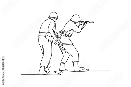 war between countries begins.  world war concept. Single line draw design. Vector graphic illustration