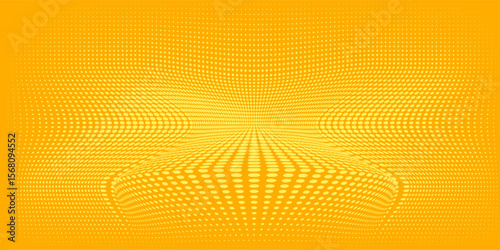 Yellow halftone pattern. Retro comic gradient background. Bright orange pixelated dotted texture overlay. EPS.10