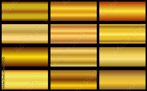 metallic gold gradient palette vector background collection.gold metallic gradient set on black gold gradient texture background.