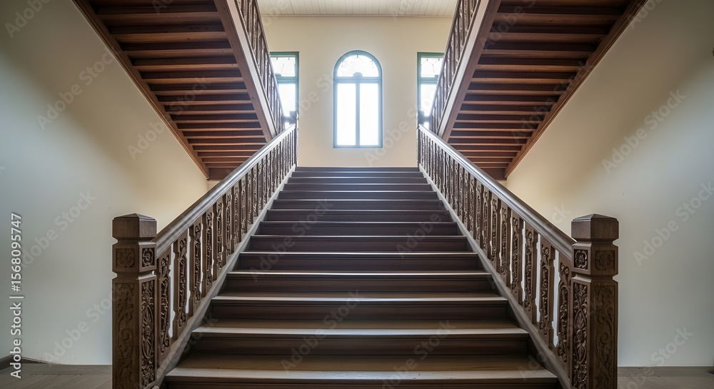 Fototapeta premium a wooden staircase inside the house