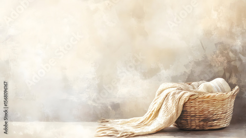 Cozy Knit Blanket in Basket.
