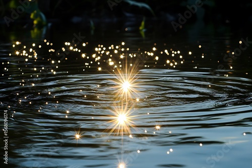 a glimmering star reflecting in water