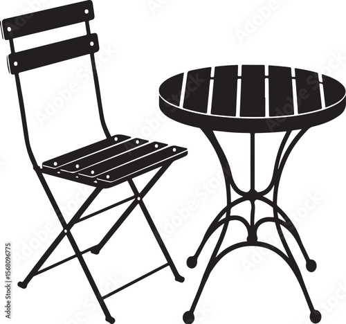 "Black and White Bistro Table and Chair Set"