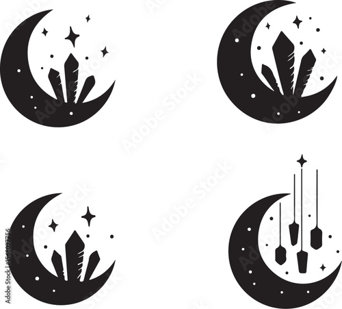 Mystic Moon & Crystal Dream vector Set vector bundle