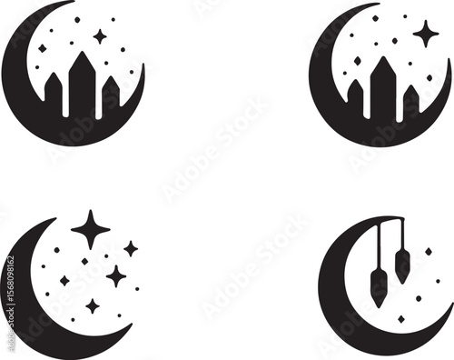 Mystic Moon & Crystal Dream vector Set vector bundle