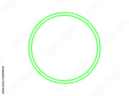 Green neon circle, Green neon glow circular frame. Vector illustration.