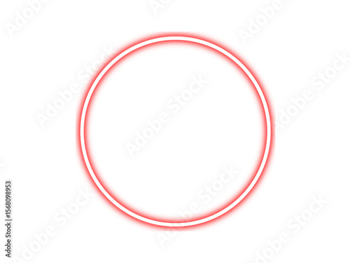 Red neon glow circle, Red neon circular frame. Vector illustration.