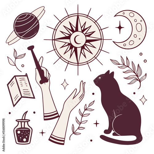 Mystical Celestial Elements And Witchcraft Symbols