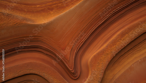 Abstract layered sandstone rock formation with flowing geological striations
