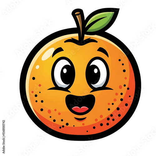 Happy Orange Cartoon Character Illustration, Cheerful Citrus Fruit with a Big Smile, Vibrant Cartoon Orange Mascot for Healthy Eating.